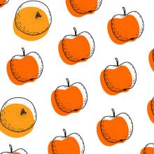 Illustration of a pattern of apples and oranges