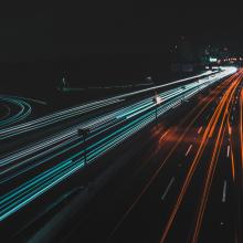 long exposure of tail lights and head lights