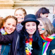 group of students at a pride event