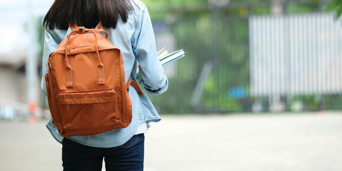 Photo of a student walking