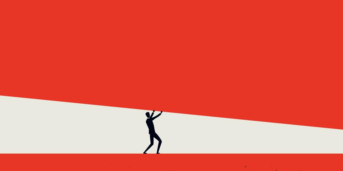 illustration of a person holding up a red object