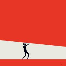 illustration of a person holding up a red object