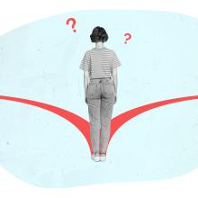 illustration of a woman standing before two paths