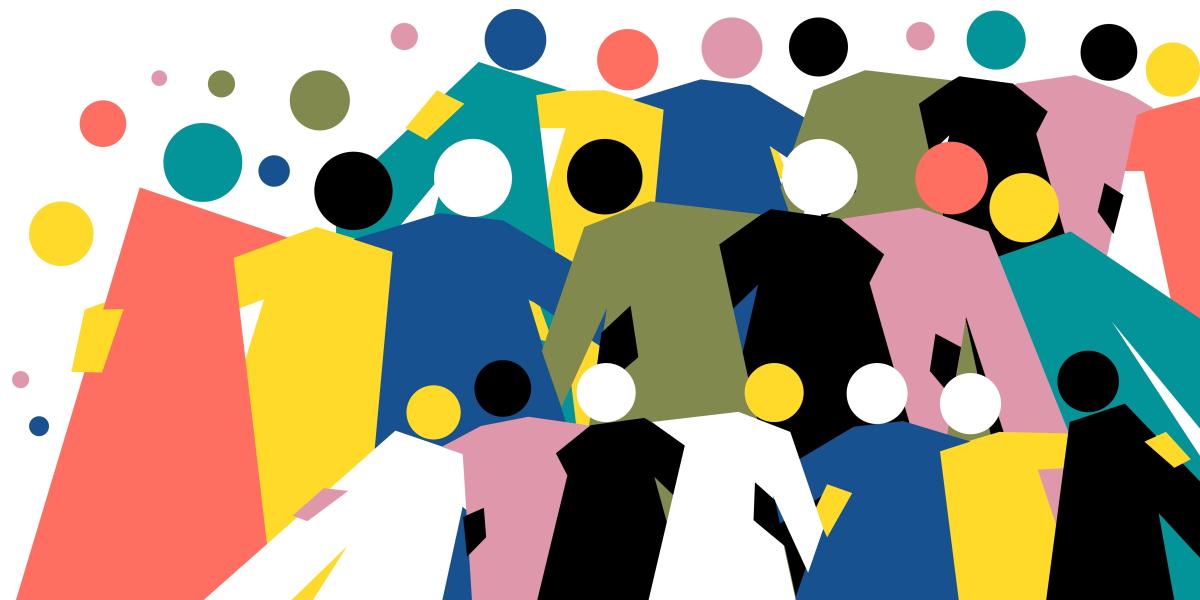 Illustration of a group of people in different colors