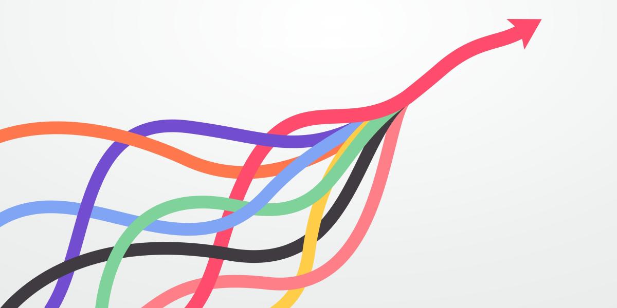 illustration of colored lines becoming one arrow