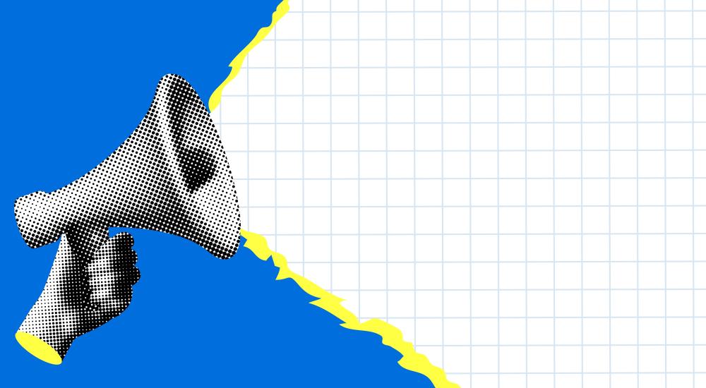 collage illustration of a megaphone