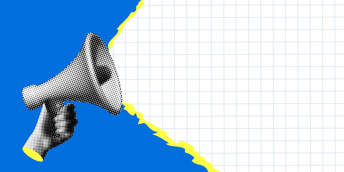 collage illustration of a megaphone