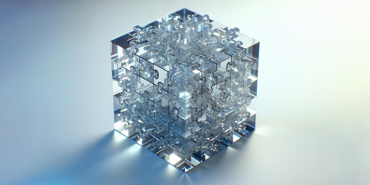 cube made of glass puzzle pieces