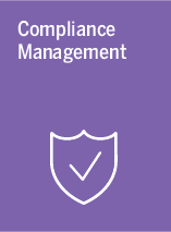 Compliance Management on a purple background with shield and checkmark